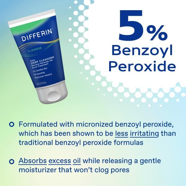 Differin Daily Acne Face Wash Cleanser with Benzoyl Peroxide