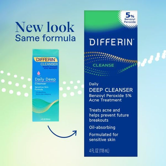 Differin Daily Acne Face Wash Cleanser with Benzoyl Peroxide