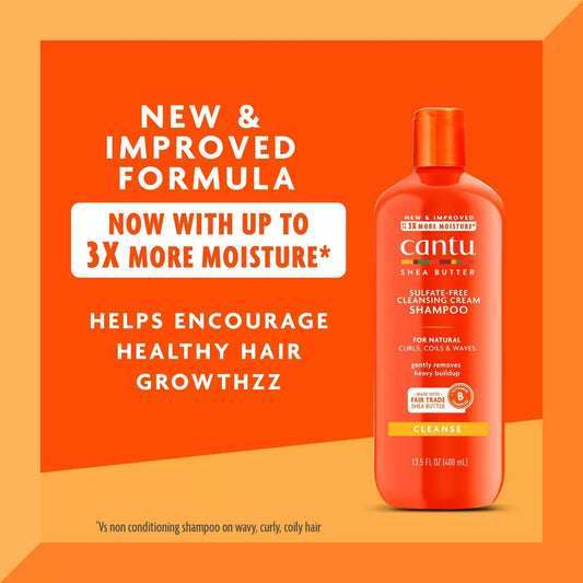 Cantu Shea Butter Cleansing Cream Shampoo For Natural Curls, Coils And Waves Cleanse 13.5oz