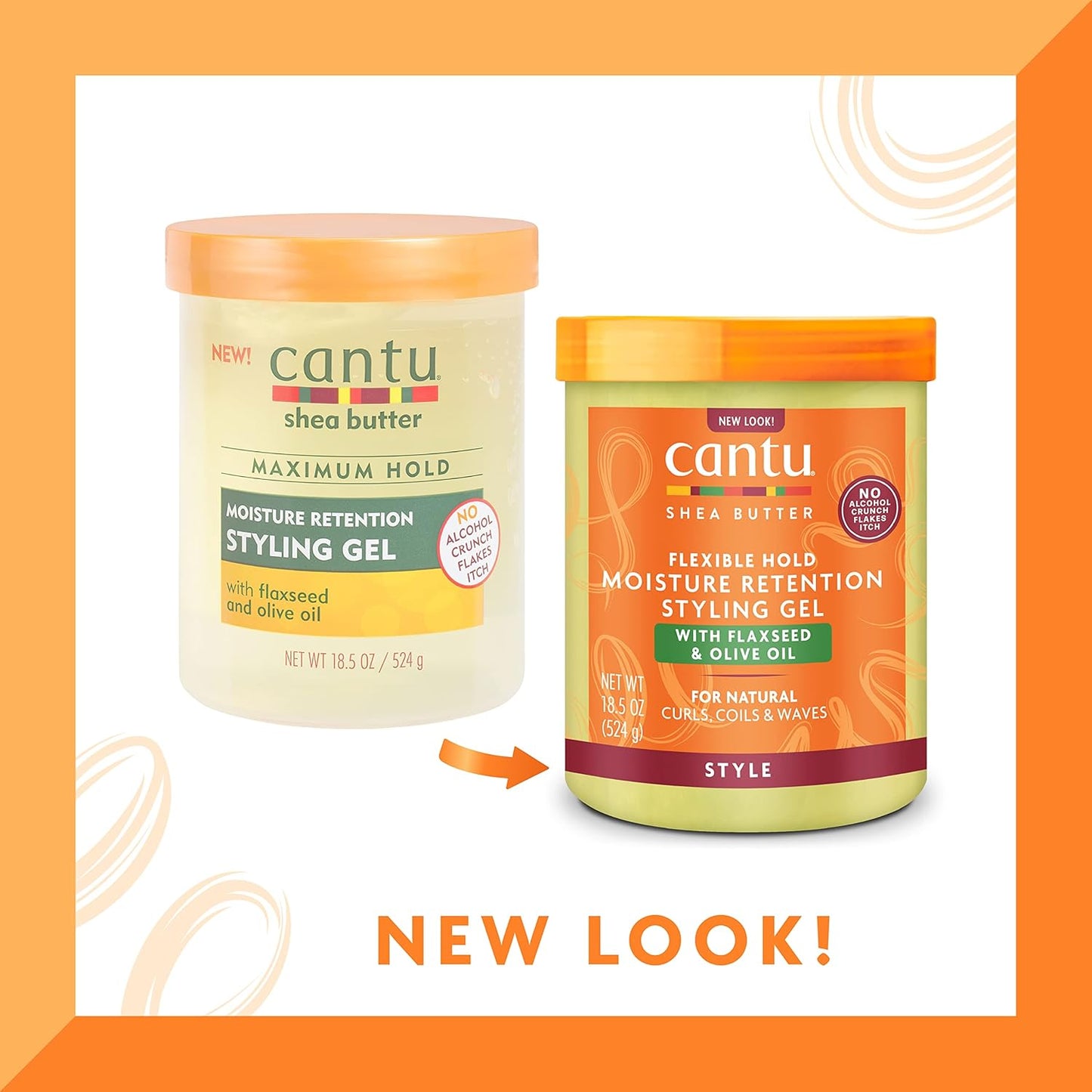 Cantu Shea Butter Flexible Hold Moisture Retention Styling Gel With Flaxseed And Olive Oil 18.5oz