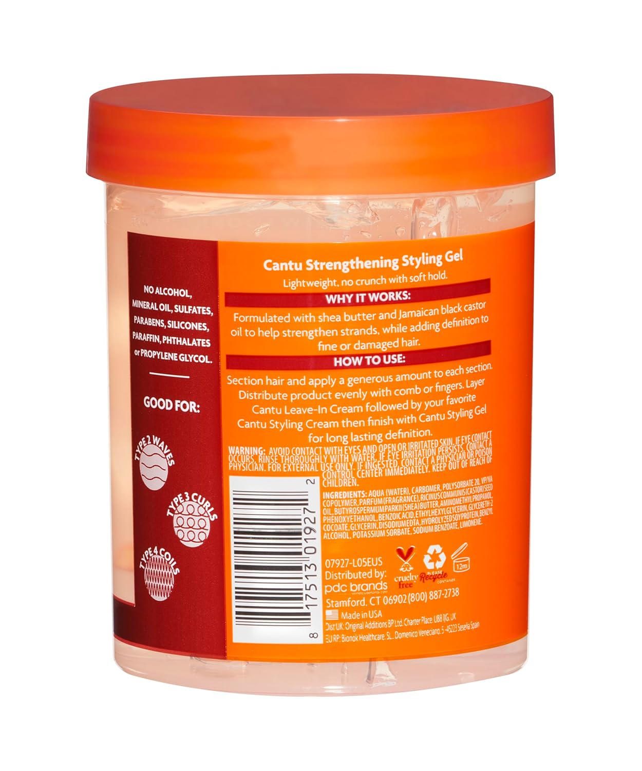 Cantu Shea Butter Maximum Hold Strengthening Styling Gel With Jamaican Black Castor Oil 18.5oz