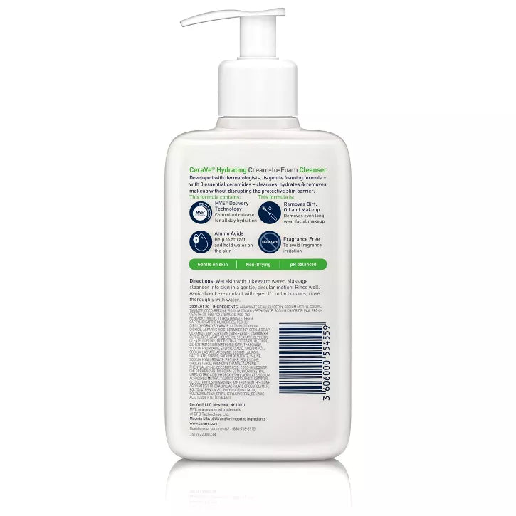 CeraVe Hydrating Cream-to-Foam Cleanser