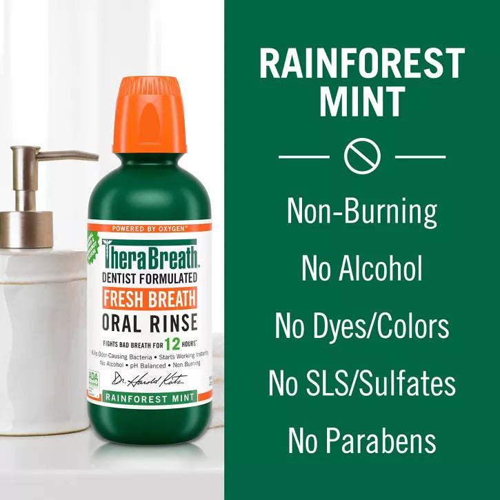 TheraBreath Fresh Breath Mouthwash Alcohol-Free - Rainforest Mint