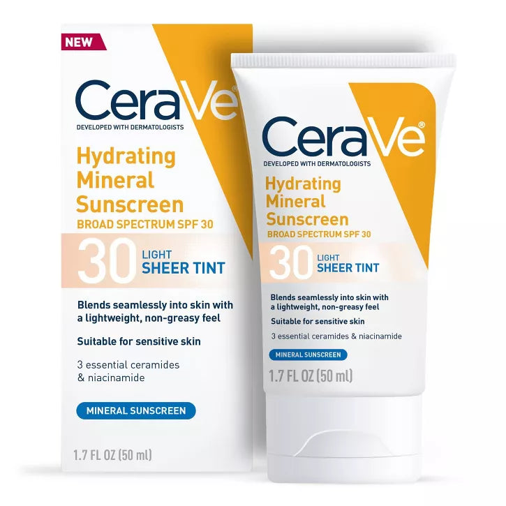 CeraVe Hydrating Mineral Tinted Face Sunscreen Lotion - SPF 30 - Light -