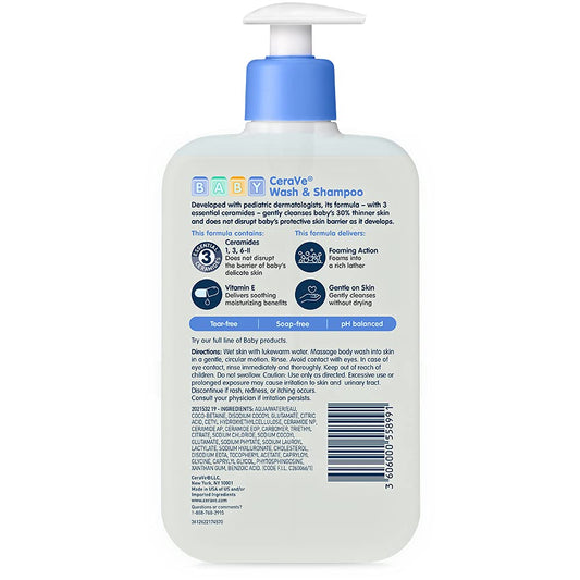 CeraVe Baby Body Wash & Shampoo 16 oz (473 ml) image 2