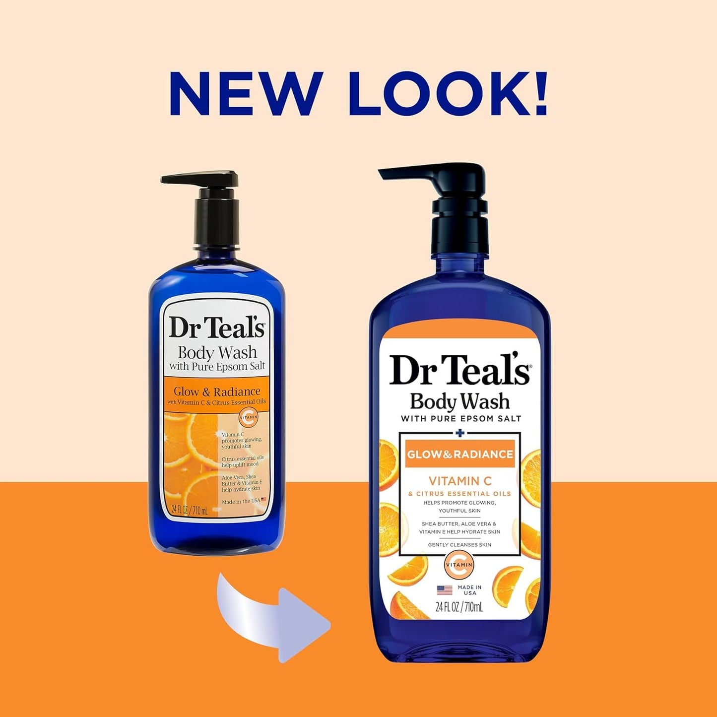 Dr Teals Body Wash With Pure Epsom Salt Glow and Radiance Vitamin C
