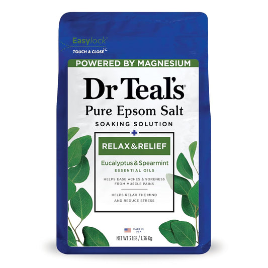 Dr Teals Epsom Salt Soaking Solution Relax and Relief With Eucalyptus and Spearmint 3 lbs.