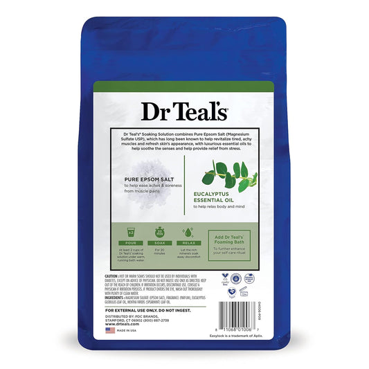 Dr Teals Epsom Salt Soaking Solution Relax and Relief With Eucalyptus and Spearmint 3 lbs.