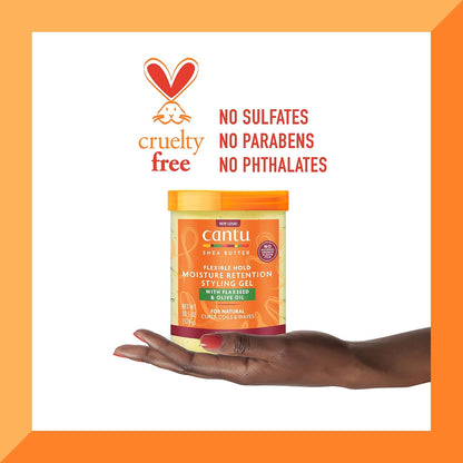 Cantu Shea Butter Flexible Hold Moisture Retention Styling Gel With Flaxseed And Olive Oil 18.5oz