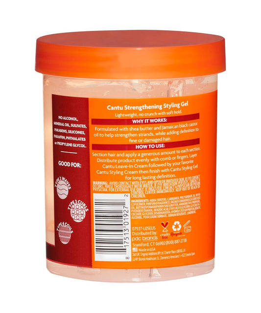 Cantu Shea Butter Maximum Hold Strengthening Styling Gel With Jamaican Black Castor Oil 18.5oz