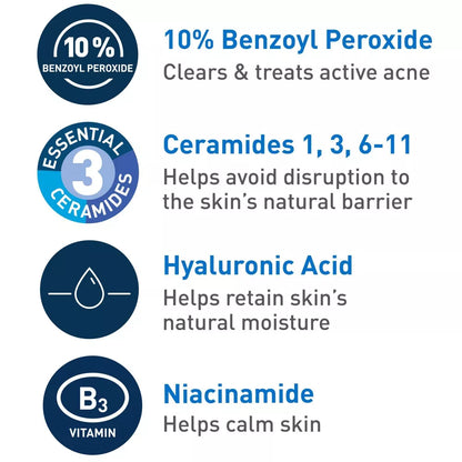 CeraVe Acne Foaming Cream Cleanser BPO 10%