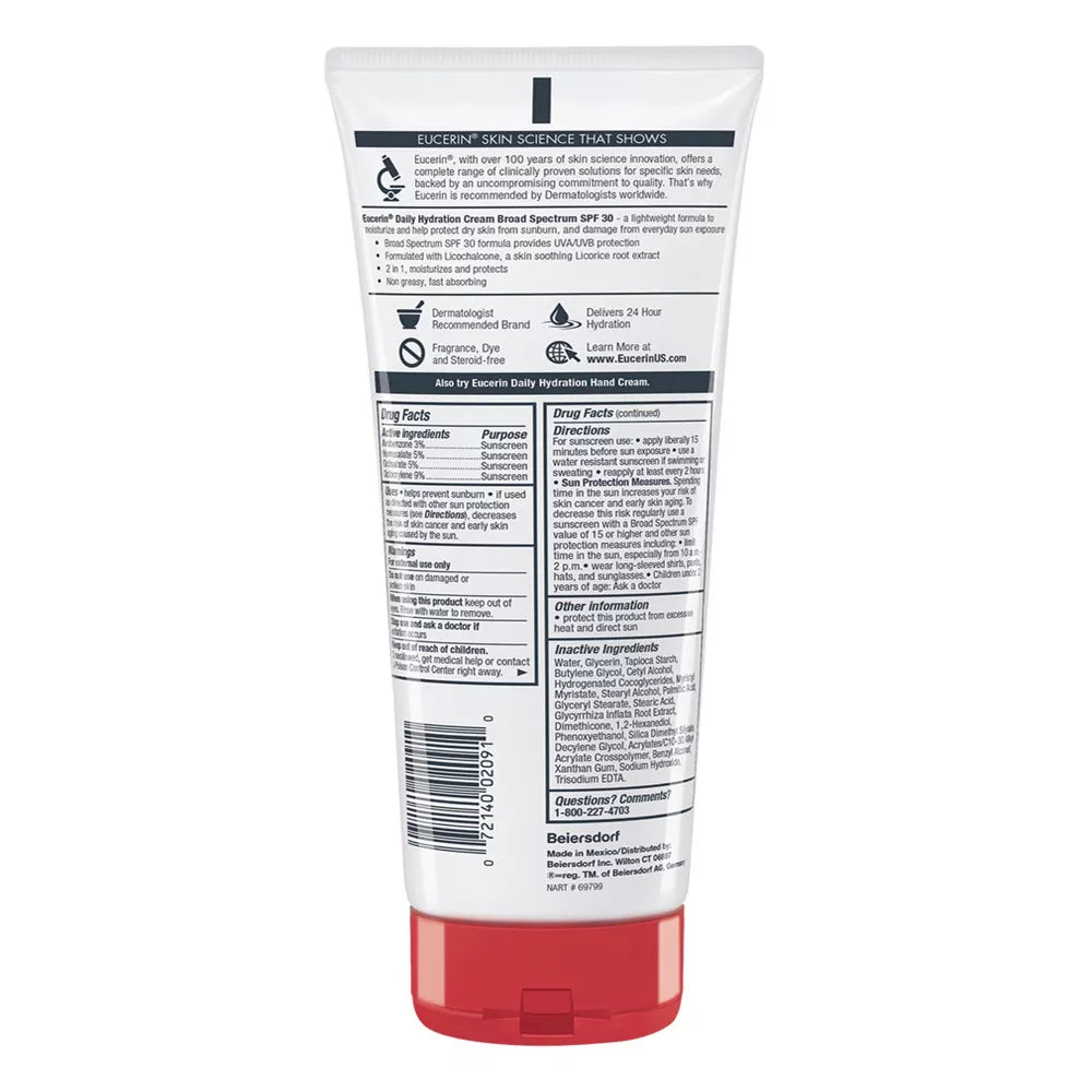 Eucerin Daily Hydration Cream W/ SPF 30 8oz - 1