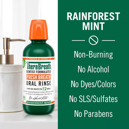 TheraBreath Fresh Breath Mouthwash Alcohol-Free - Rainforest Mint