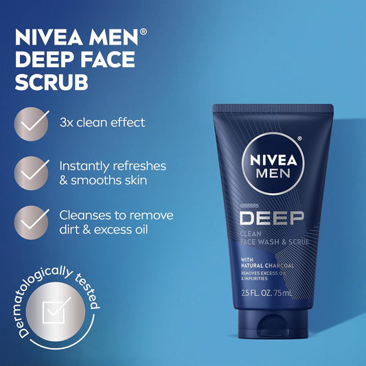 Nivea Men Deep Clean Face Wash & Scrub 2.5 oz (75 ml)