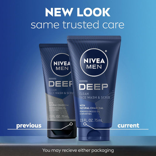 Nivea Men Deep Clean Face Wash & Scrub 2.5 oz (75 ml) .