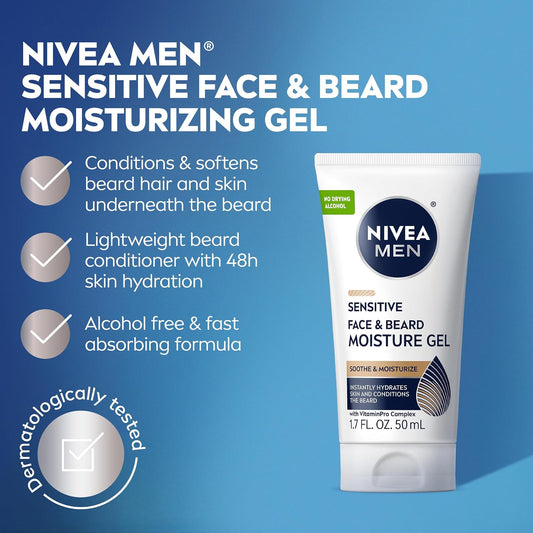 Nivea Men Sensitive Face & Beard Moisture Gel 1.7 oz (50 ml)