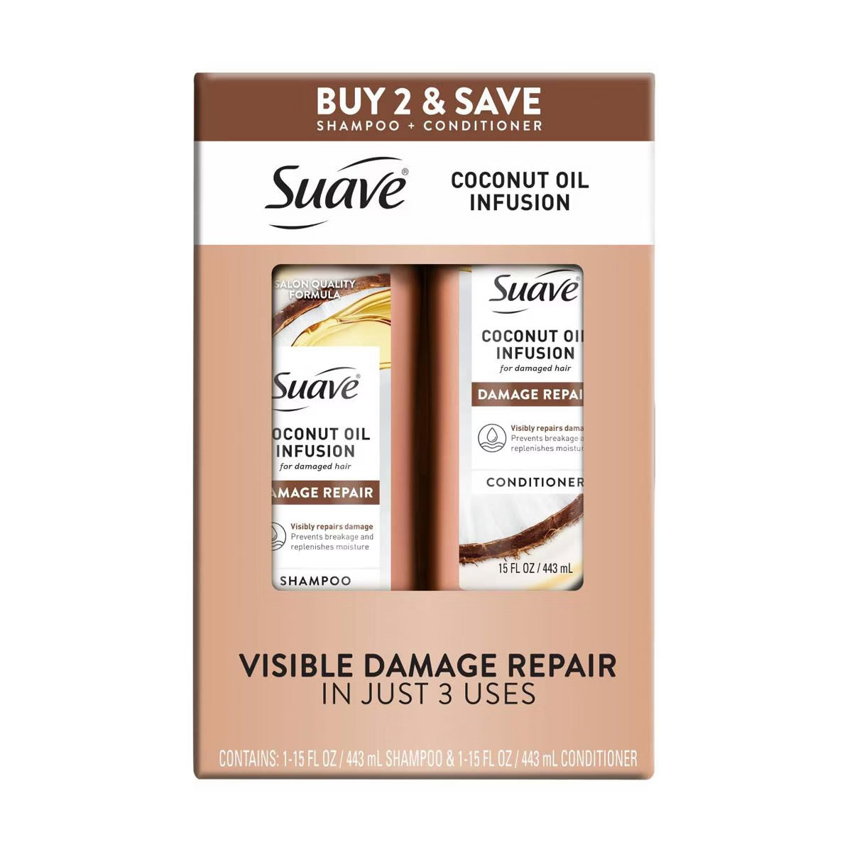 Suave Shampoo + Conditioner Set Visible Damage Repair