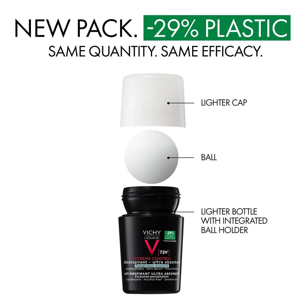 Vichy Homme Extreme Control 72hr Anti-Perspirant Roll-On Deodorant