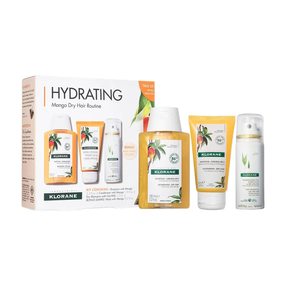 Klorane Hydrating Mango مجموعة روتين الشعر الجاف