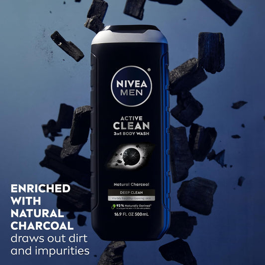Nivea Men Active Clean 3In1 Body Wash Deep Clean image 2