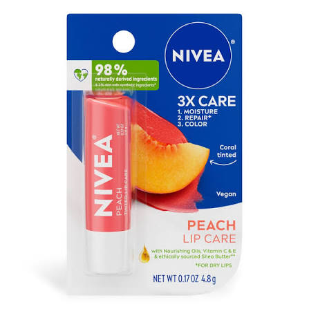 Nivea Peach Tinted Lip Care 0.17 oz (4.8 g)