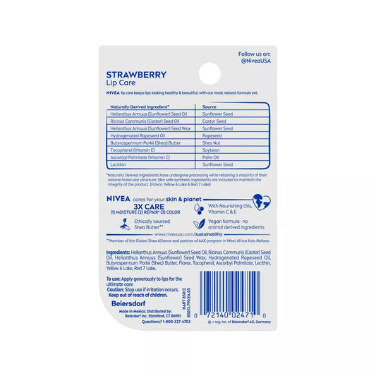 Nivea Strawberry Tinted Lip Care 2-Pack 0.17 oz (4.8 g) image 2